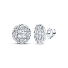  14k White Gold Womens Princess Diamond Cluster Earrings 1/2 Cttw