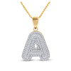 10k Yellow Gold Mens Round Diamond Initial A Letter Charm Pendant 1/2 Cttw