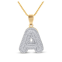  10k Yellow Gold Mens Round Diamond Initial A Letter Charm Pendant 1/2 Cttw