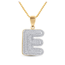  10k Yellow Gold Mens Round Diamond Initial E Letter Charm Pendant 5/8 Cttw
