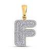 10k Yellow Gold Mens Round Diamond Letter F Bubble Initial Charm Pendant 1/2 Cttw