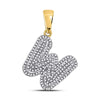 10k Yellow Gold Mens Round Diamond Letter W Bubble Initial Charm Pendant 1/2 Cttw