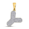 10k Yellow Gold Mens Round Diamond Letter Y Bubble Charm Pendant 3/8 Cttw