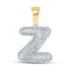 10k Yellow Gold Mens Round Diamond Initial Z Letter Charm Pendant 5/8 Cttw