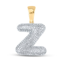  10k Yellow Gold Mens Round Diamond Initial Z Letter Charm Pendant 5/8 Cttw