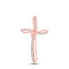 10k Rose Gold Womens Round Diamond Cross Pendant 1/4 Cttw