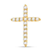  10k Yellow Gold Womens Round Diamond Cross Pendant 1/4 Cttw
