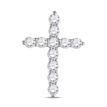  14k White Gold Womens Round Diamond Cross Pendant 1 Cttw