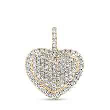  14k Yellow Gold Womens Round Diamond Heart Pendant 1-1/4 Cttw