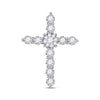 14k White Gold Womens Round Diamond Cross Pendant 1/2 Cttw
