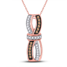  10k Rose Gold Womens Round Brown Diamond Bound Fashion Pendant 1/4 Cttw