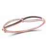 10k Rose Gold Womens Round Brown Diamond Fashion Bangle Bracelet 1/2 Cttw