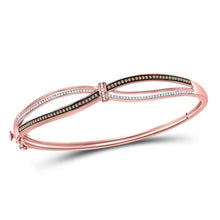  10k Rose Gold Womens Round Brown Diamond Fashion Bangle Bracelet 1/2 Cttw