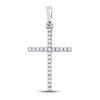 10k White Gold Womens Round Diamond Cross Pendant 1/6 Cttw