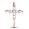 10k White Gold Womens Round Diamond Cross Pendant 1/10 Cttw