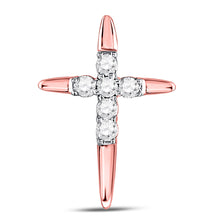  10k White Gold Womens Round Diamond Cross Pendant 1/10 Cttw