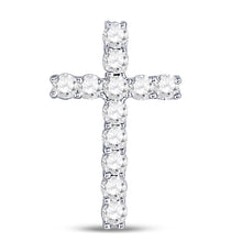  10k White Gold Womens Round Diamond Religious Cross Pendant 1/5 Cttw