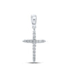 10k White Gold Womens Round Diamond Cross Pendant 1/6 Cttw