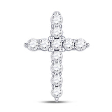  10k White Gold Womens Round Diamond Cross Pendant 1/10 Cttw