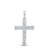 10k White Gold Womens Round Diamond Cross Pendant 1/4 Cttw