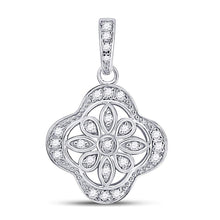  Sterling Silver Womens Round Diamond Starburst Fashion Pendant 1/10 Cttw