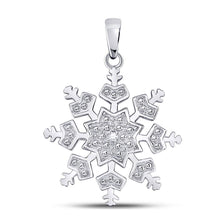  Sterling Silver Womens Round Diamond Snowflake Fashion Pendant .01 Cttw