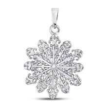  Sterling Silver Womens Round Diamond Snowflake Fashion Pendant .01 Cttw