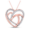 10k Rose Gold Womens Round Diamond Heart Pendant 1/10 Cttw