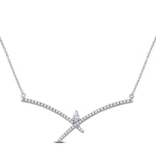  10k White Gold Womens Pear Diamond Modern Fashion Necklace 1/4 Cttw