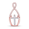 10k Two-tone Gold Womens Round Diamond Moving Twinkle Cross Pendant 1/6 Cttw