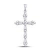 10k White Gold Womens Round Baguette Diamond Cross Pendant 1/2 Cttw