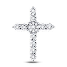  14k White Gold Womens Round Diamond Religious Cross Pendant 1/4 Cttw