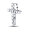 14k White Gold Womens Round Diamond Religious Cross Pendant 1/4 Cttw