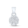 14k White Gold Womens Round Diamond Flower Cluster Pendant 1 Cttw