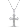 10k White Gold Womens Round Diamond Cross Pendant 1/12 Cttw