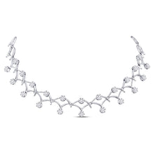  14k White Gold Womens Round Diamond Cocktail Cluster Necklace 3-1/2 Cttw