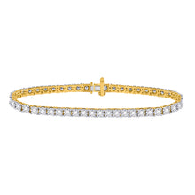  10k Yellow Gold Womens Round Diamond Classic Tennis Bracelet 2 Cttw