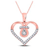 10k Rose Gold Womens Round Diamond Knot Heart Pendant 1/8 Cttw