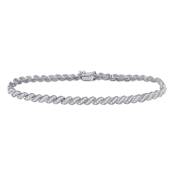 10k White Gold Womens Round Diamond Tennis Bracelet 1-1/4 Cttw