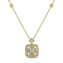  Yellow-tone Sterling Silver Womens Round Diamond Filigree Fashion Necklace 1/10 Cttw