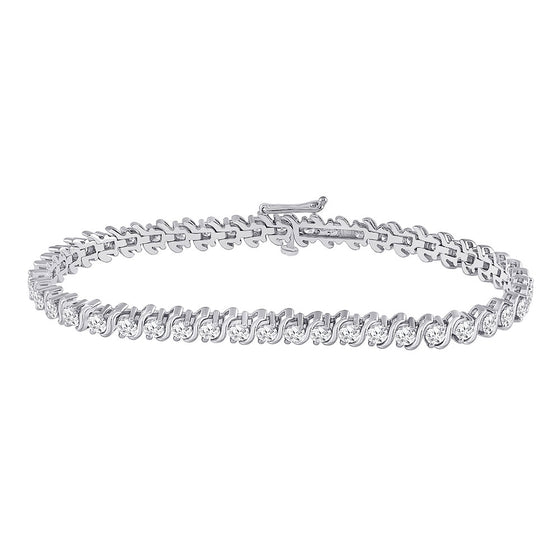 14k White Gold Womens Round Diamond Classic Tennis Bracelet 4 Cttw