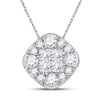 14k White Gold Womens Princess Diamond Offset Square Cluster Pendant 1 Cttw
