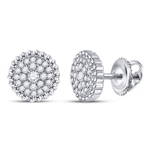  10k White Gold Womens Round Diamond Beaded Halo Earrings 1/4 Cttw