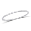 14k White Gold Womens Round Diamond Classic Bangle Bracelet 2 Cttw