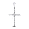 10k White Gold Womens Round Diamond Cross Pendant 1/12 Cttw