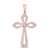 10k Rose Gold Womens Round Diamond Cross Pendant 1/3 Cttw