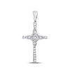 10k White Gold Womens Round Diamond Cross Pendant 1/12 Cttw