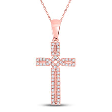  10k Rose Gold Womens Round Diamond Roman Cross Pendant 1/3 Cttw