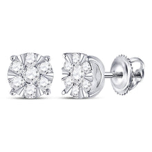  14k White Gold Womens Round Diamond Fashion Cluster Earrings 1/2 Cttw