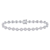 14k White Gold Womens Round Diamond Halo Cluster Tennis Bracelet 2 Cttw